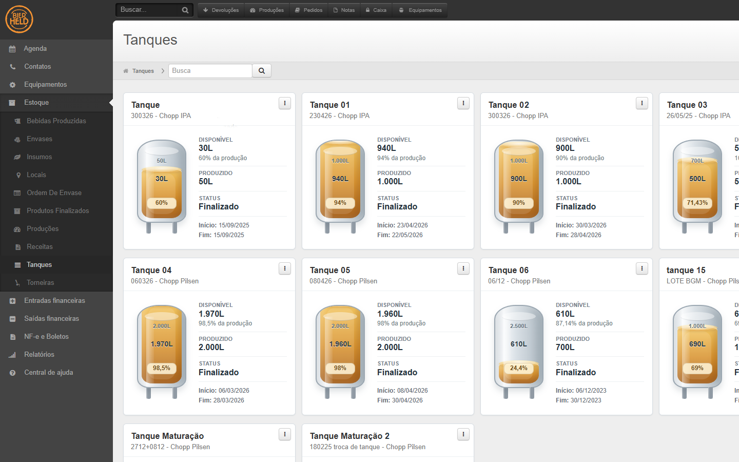 Tela desktop do app BierHeld